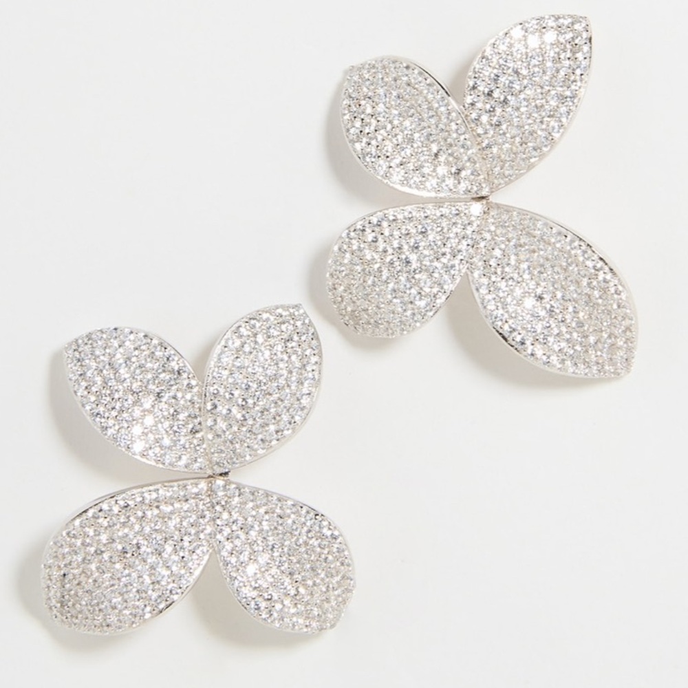 SHASHI Lisa white gold Floral Earrings